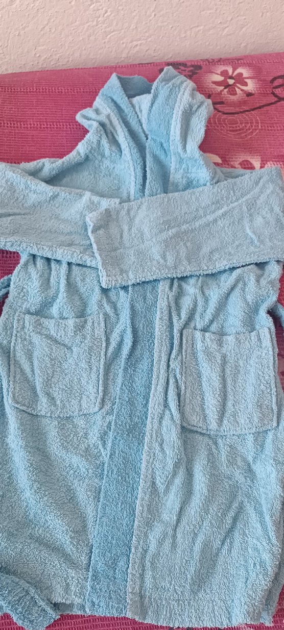 Nakışlı Erkek Çocuk Mavi Bornoz - Görsel 2