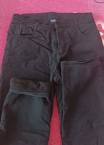 Düz Siyah içi polarlı erkek çocuk pantolon - Görsel 5