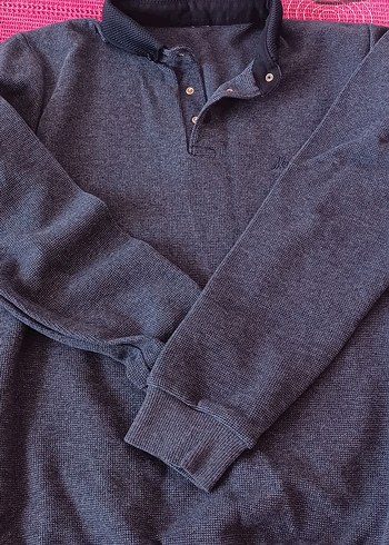 Gri Düğmeli Polo Yaka Erkek çocuk Kazak - Görsel 3