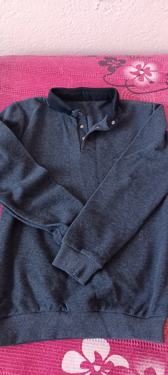 Gri Düğmeli Polo Yaka Erkek çocuk Kazak - Görsel 2