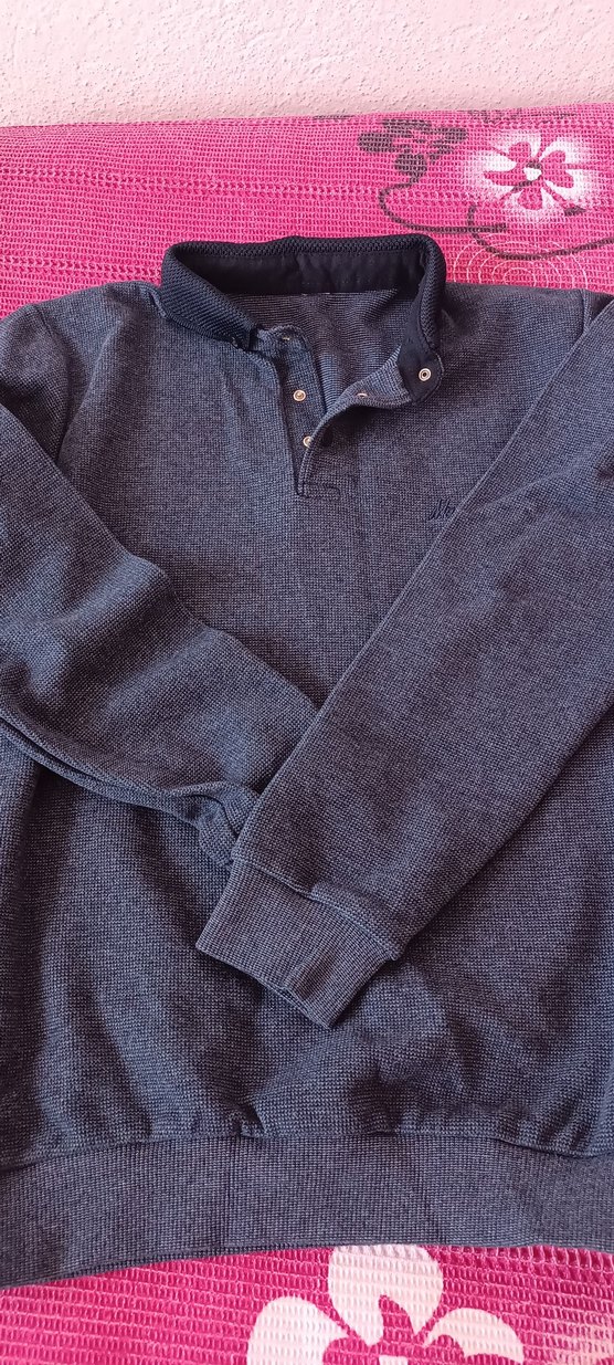 Gri Düğmeli Polo Yaka Erkek çocuk Kazak - Görsel 3