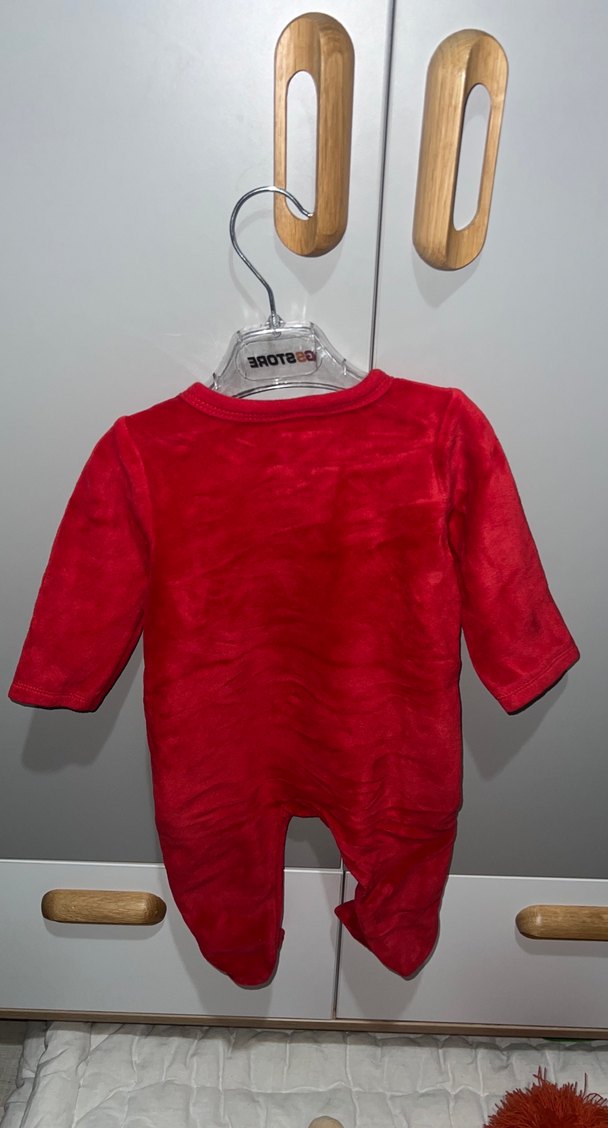 Uzun Kollu Kırmızı Bebek Tulum - Görsel 2