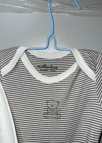 Uzun Kollu Gri Bebek Çıtçıtlı Body seti - Görsel 2