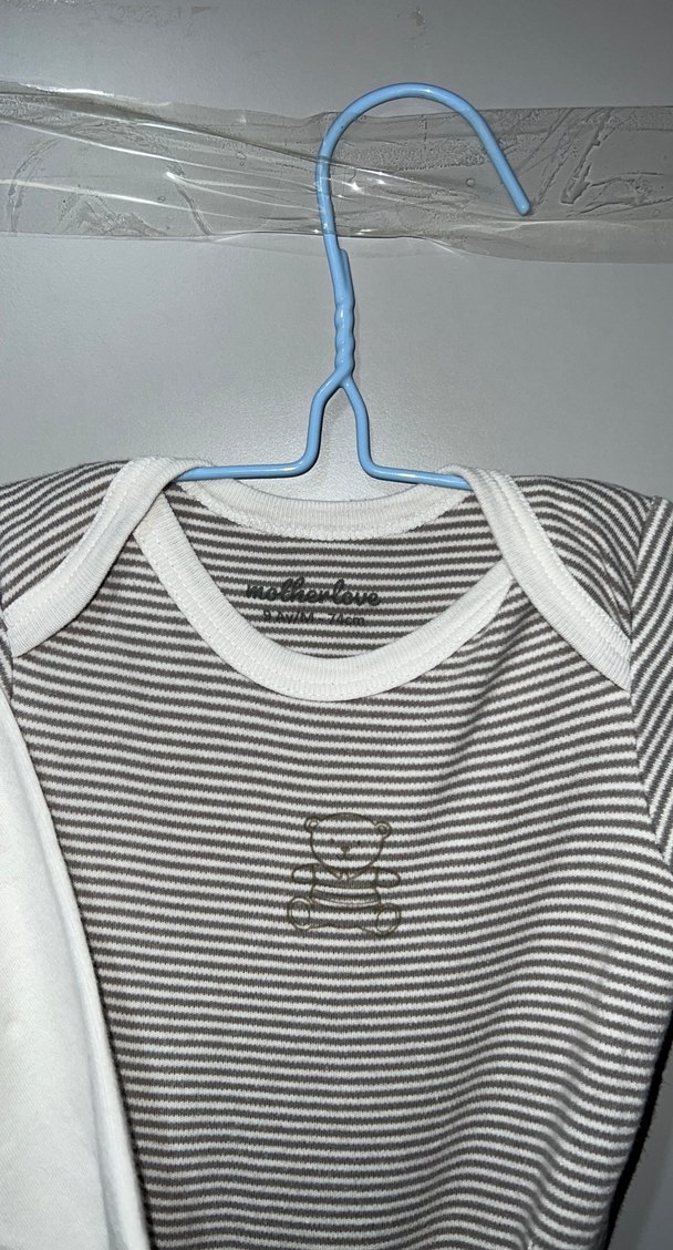 Uzun Kollu Gri Bebek Çıtçıtlı Body seti - Görsel 2