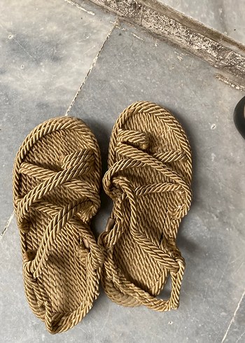 Diğer Bej Kadın Hasır İpli Dolgu Topuklu Sandalet