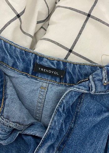 Düğmeli Koyu Mavi şort etek - Görsel 3