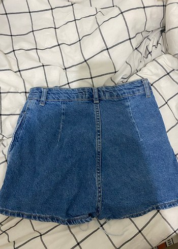 Düğmeli Koyu Mavi şort etek - Görsel 2