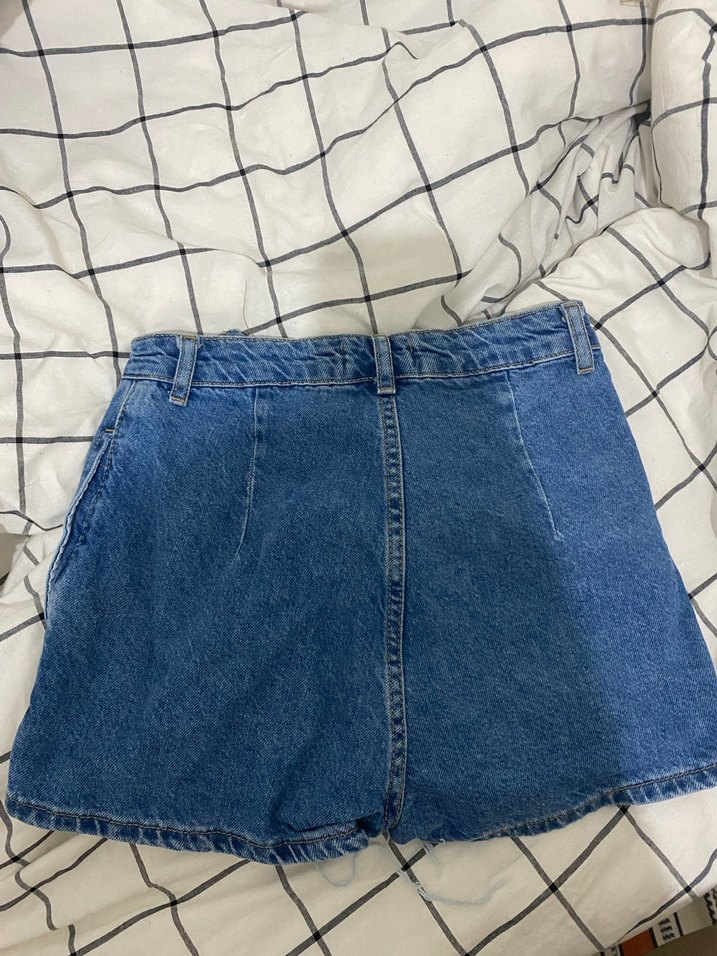 Düğmeli Koyu Mavi şort etek - Görsel 2