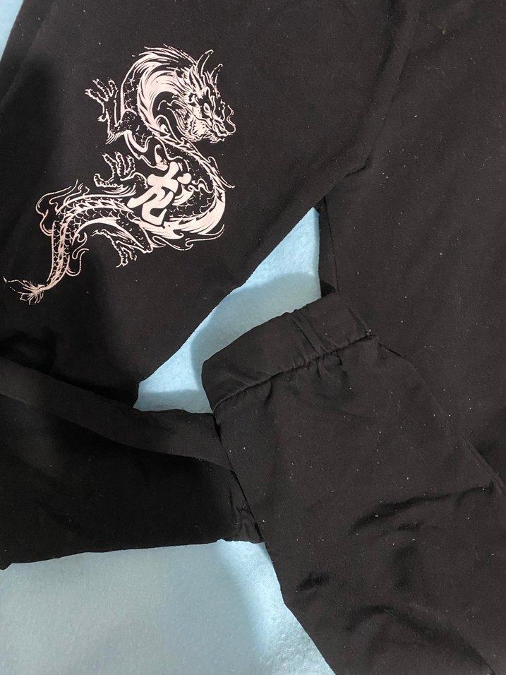 Kadın Siyah Baskılı Pamuklu Eşofman Altı - Görsel 3