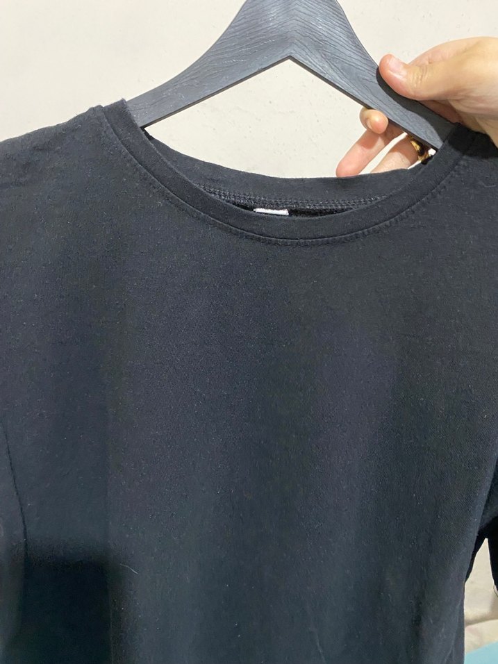 Siyah Erkek Bisiklet Yaka Oversize Tişört - Görsel 2