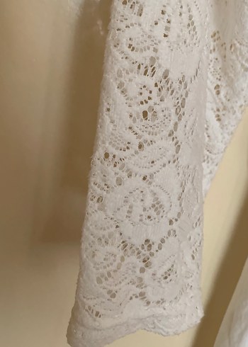 Uzun Kollu Beyaz Bohem Kadın Sabahlık (penye)36-38-40 SUWEN - Görsel 3