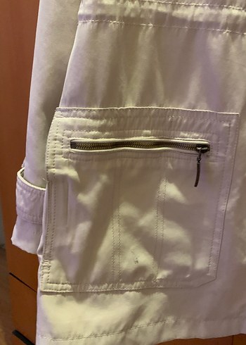 Bej Midi Düğmeli Fermuarlı Kadın Ceket - Görsel 3