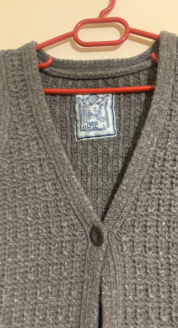 Gri Örgü V Yaka Kadın Hırka 36-38 uyumlu şık - Görsel 2