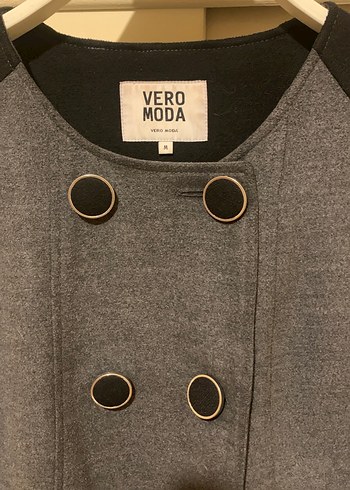 Düğmeli Gri ceket kaban - Görsel 3