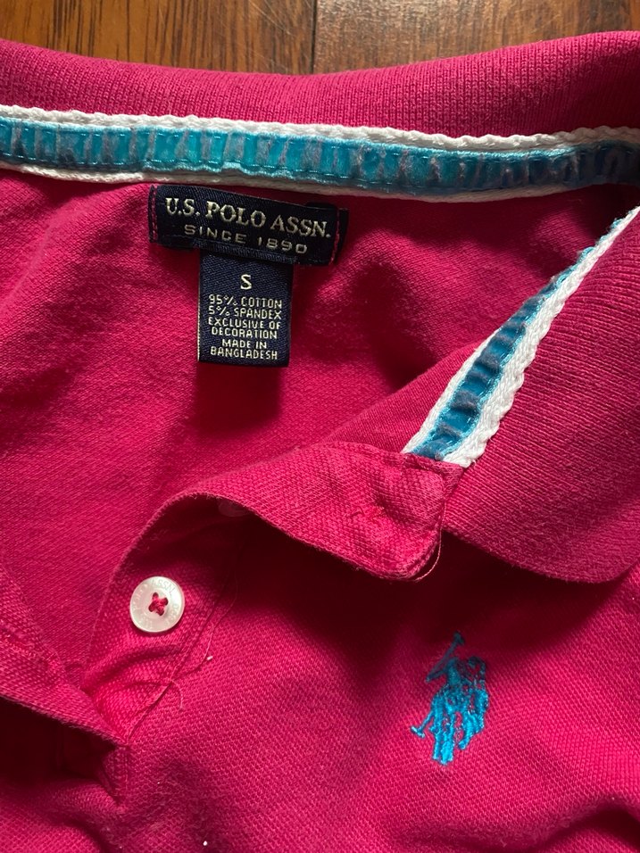 Us Polo Assn Pembe Polo Yaka Y2k Vintage Tişört - Görsel 2