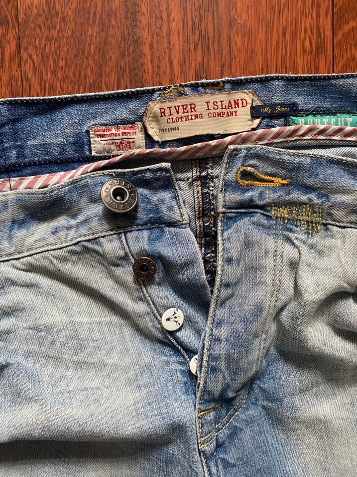 River Island Boot Cut Yırtık Y2k Vintage Açık Mavi Unisex Jean - Görsel 2