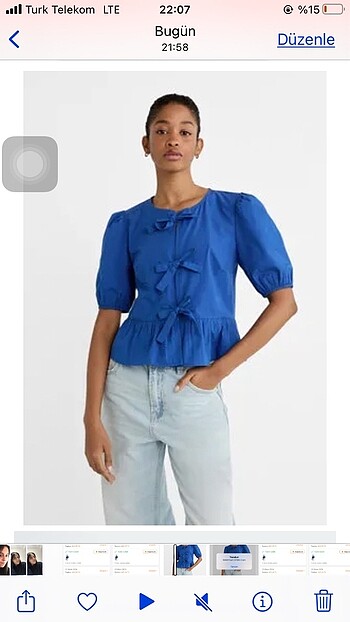 Stradivarius bağlamalı mavi bluz