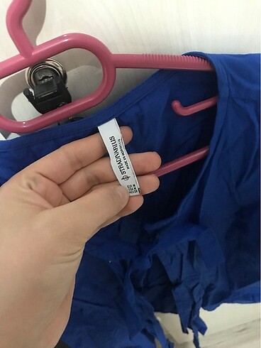 m Beden Stradivarius bağlamalı mavi bluz