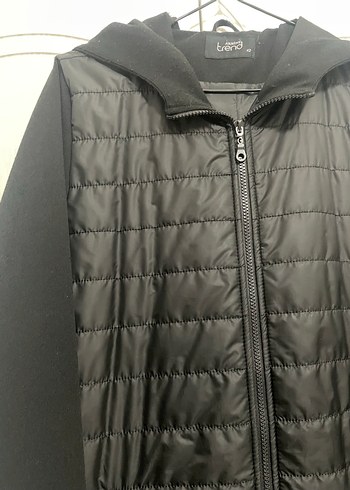 Siyah Uzun Fermuarlı kapüşonlu kadın kap - Görsel 2