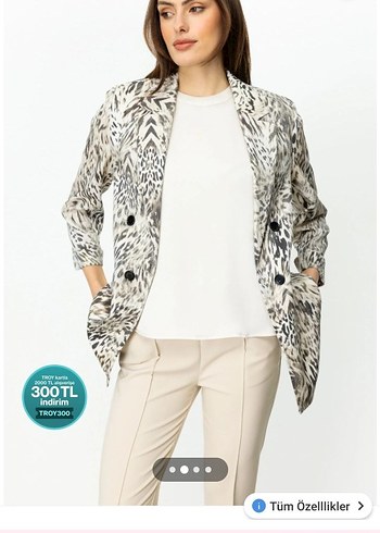 Ekol leoparli Kadın Blazer ceket