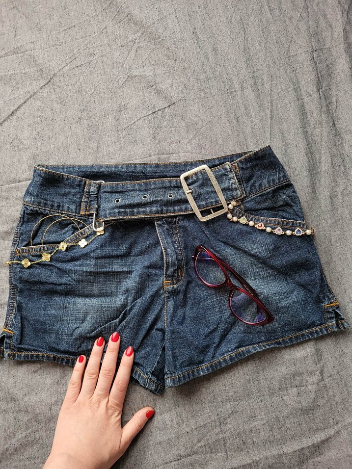 Tokalı Kadın Mini Kot Şort American Vintage - Görsel 2