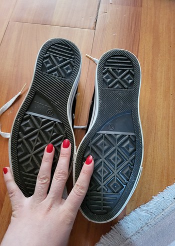 Siyah converse Platform Topuklu Kadın Spor Ayakkabı - Görsel 4