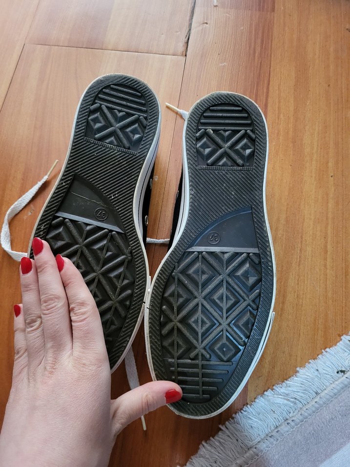 Siyah converse Platform Topuklu Kadın Spor Ayakkabı - Görsel 3