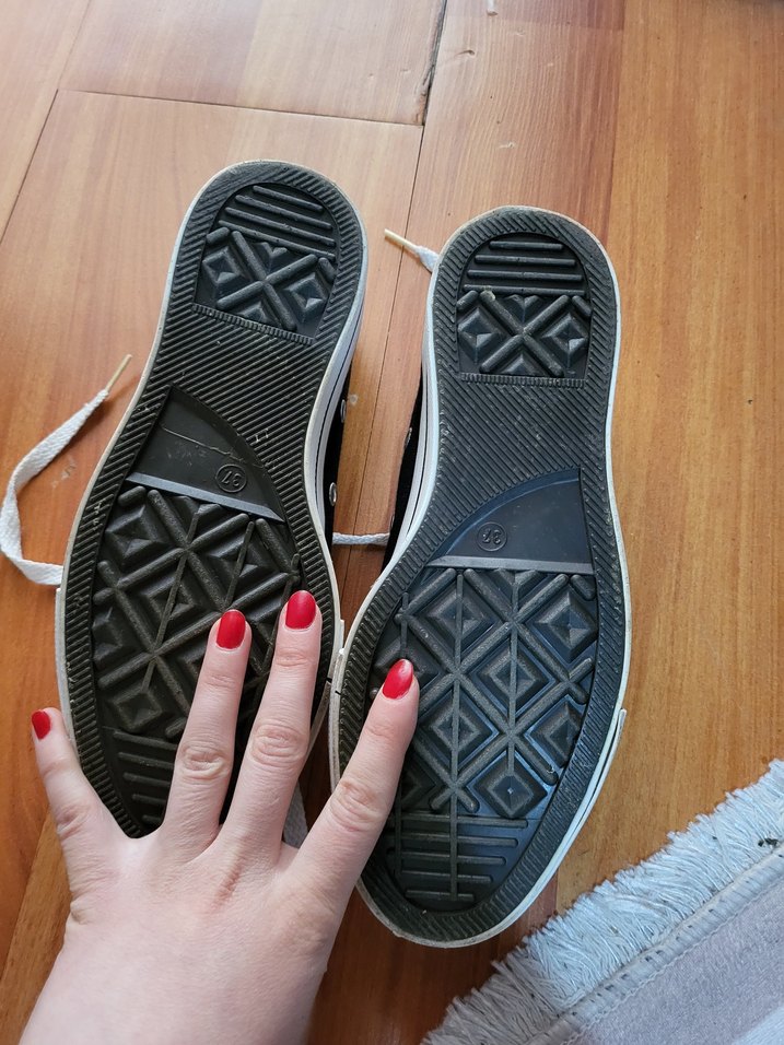 Siyah converse Platform Topuklu Kadın Spor Ayakkabı - Görsel 4