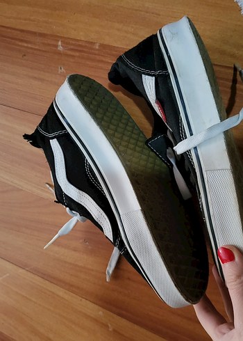 Siyah Gri Bağcıklı Spor Ayakkabı vans - Görsel 5