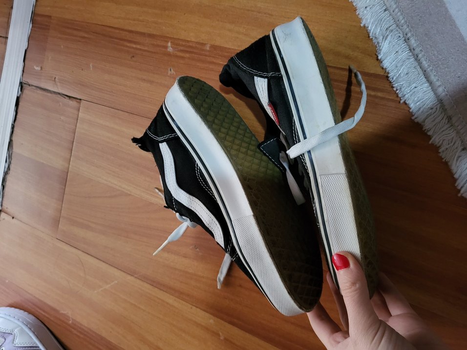Siyah Gri Bağcıklı Spor Ayakkabı vans - Görsel 5