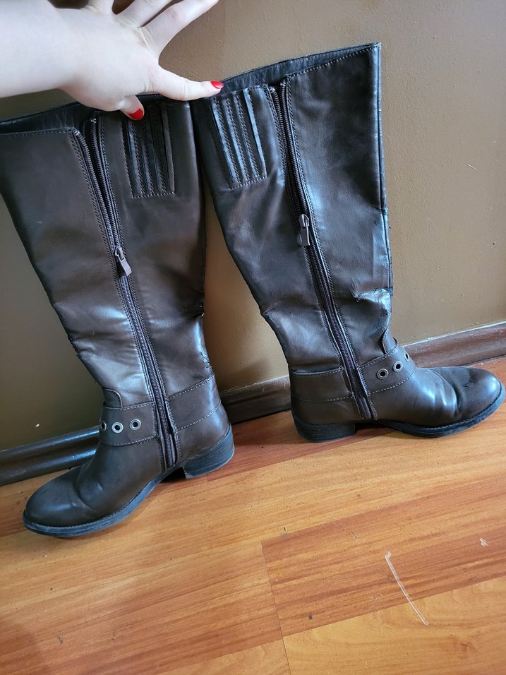 Kahverengi Deri Tokalı Dizüstü Çizme - Görsel 3