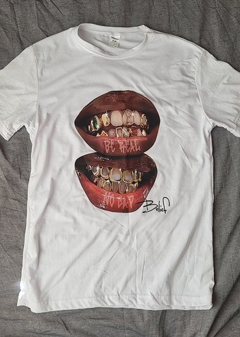 Beyaz Baskılı Rock Punk Kadın Tişört - Görsel 2