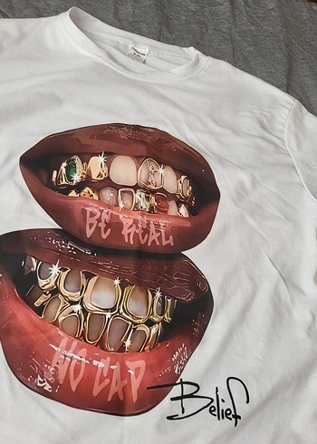 Beyaz Baskılı Rock Punk Kadın Tişört - Görsel 5