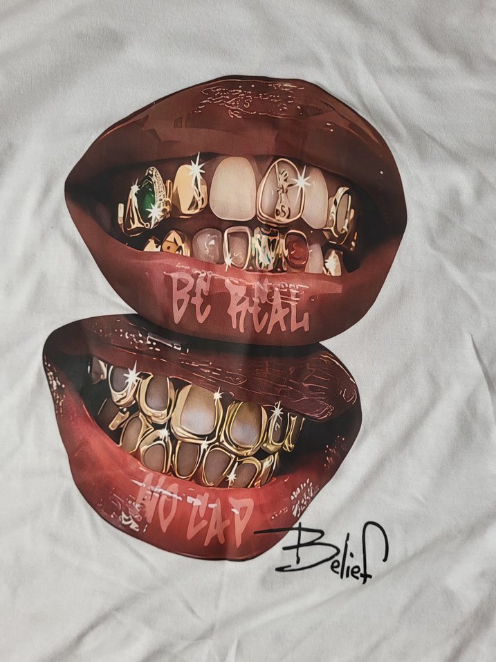 Beyaz Baskılı Rock Punk Kadın Tişört - Görsel 4