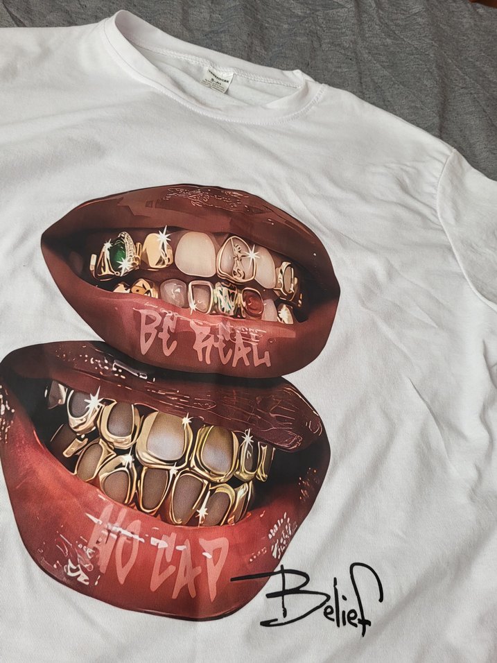 Beyaz Baskılı Rock Punk Kadın Tişört - Görsel 5