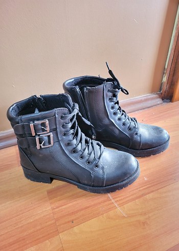 Siyah Deri Platform Topuklu Gotik Kadın Botları - Görsel 3