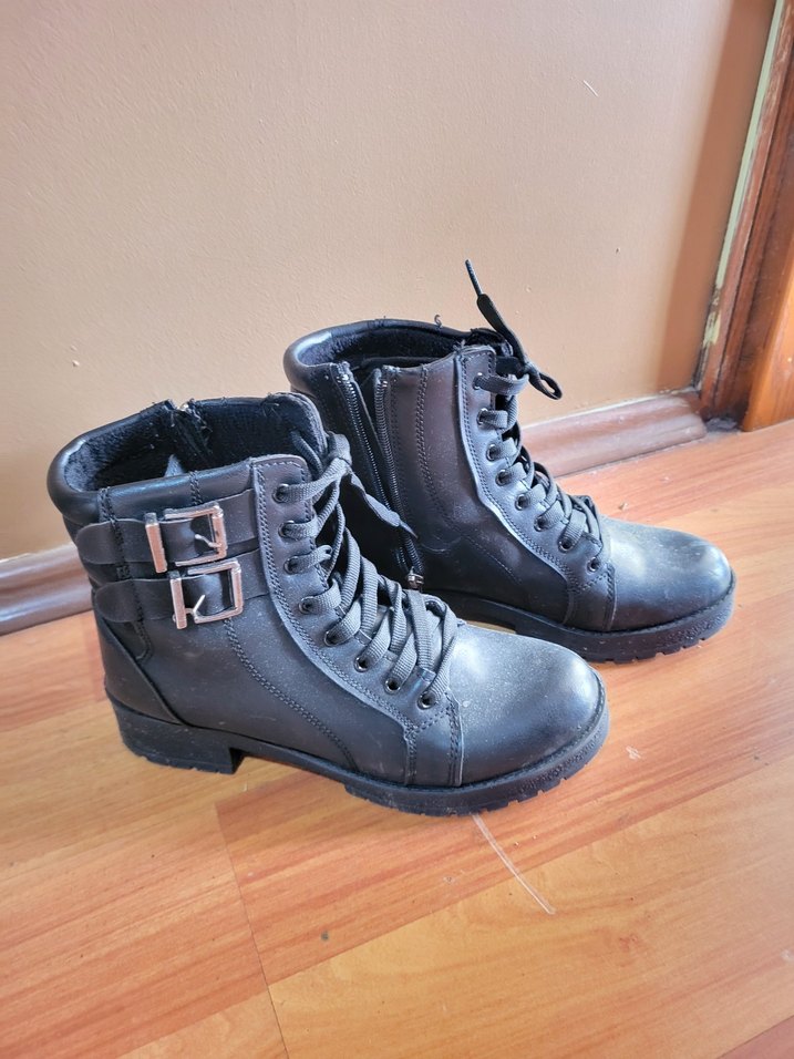 Siyah Deri Platform Topuklu Gotik Kadın Botları - Görsel 3