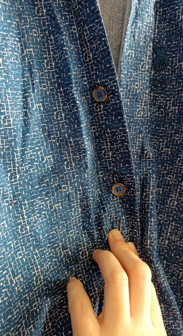 Düğmeli Uzun Kollu Mavi Denim Erkek Gömlek - Görsel 3