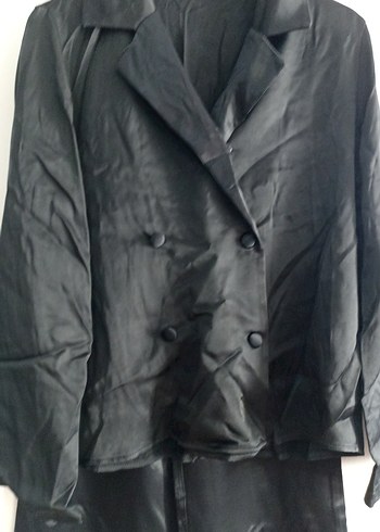 Siyah Kadın saten pijama Takım - Görsel 2