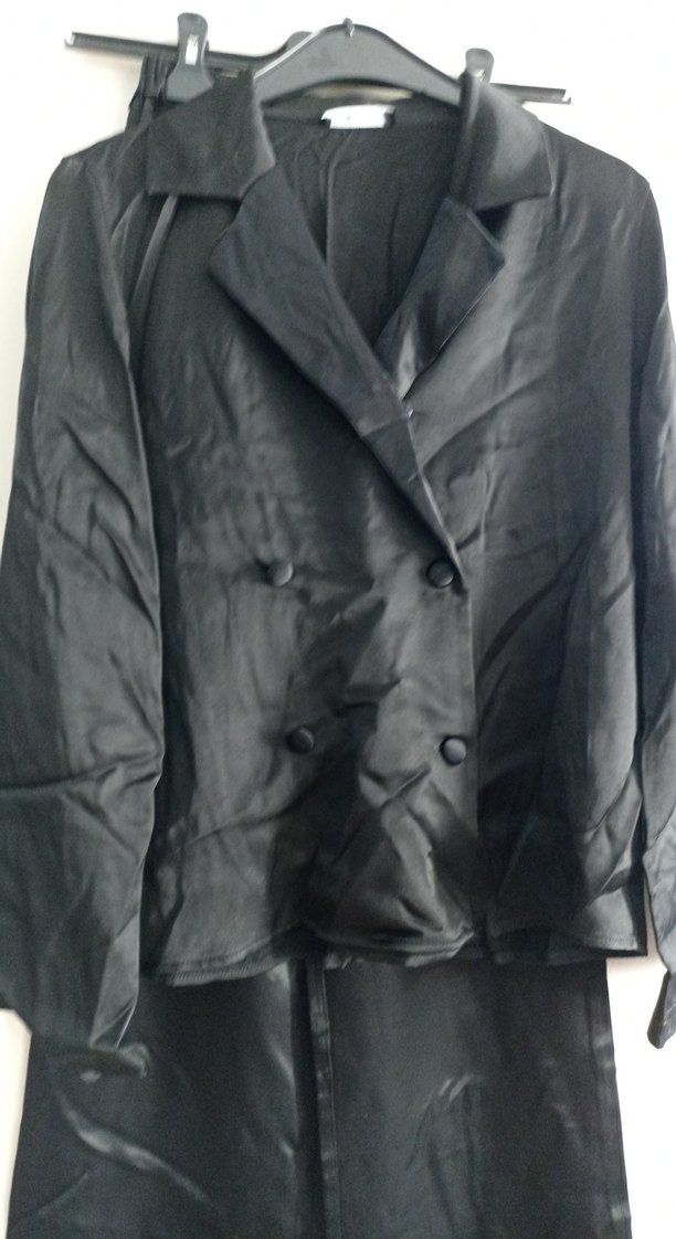 Siyah Kadın saten pijama Takım - Görsel 2