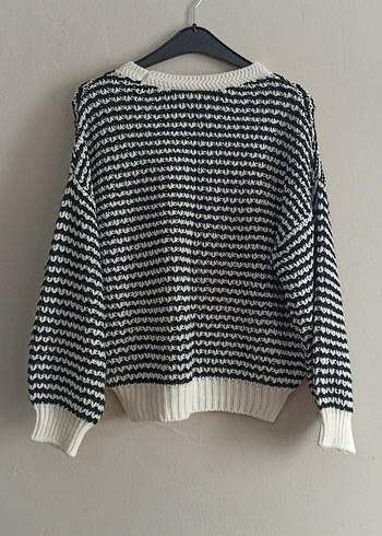 Çizgili Örgü Kadın Kazak - Görsel 4