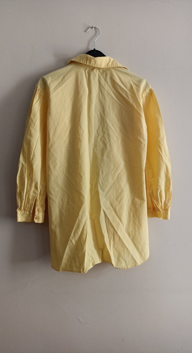 Sarı Uzun Kollu Keten Gömlek - Görsel 4