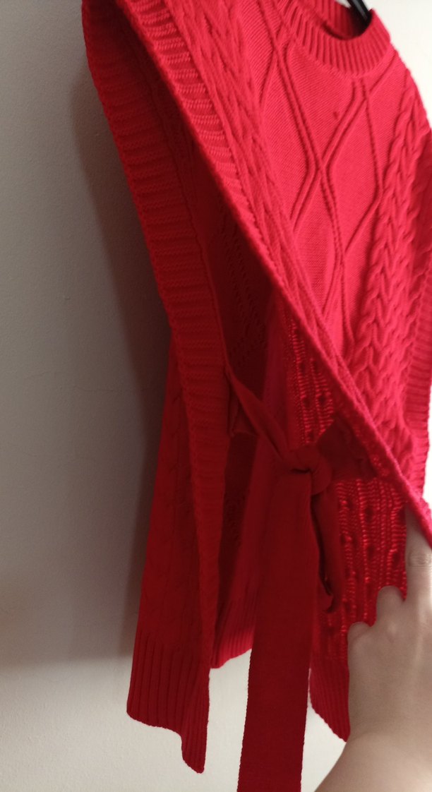 Kırmızı Örgü Kadın Süveter - Görsel 2