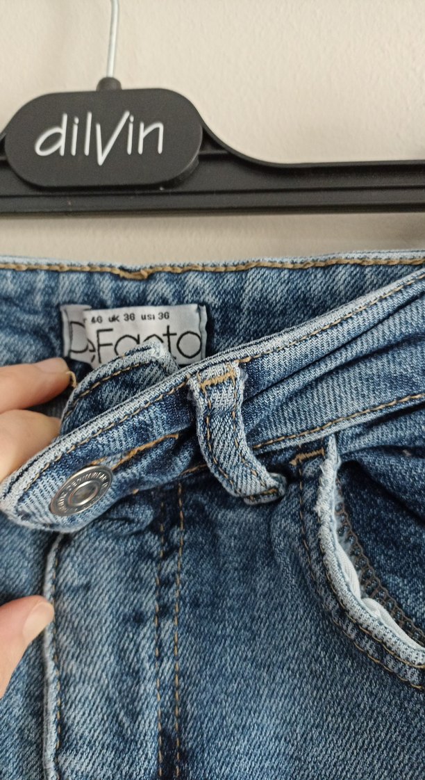 Kadın Mavi Denim Salaş Jean - Görsel 2