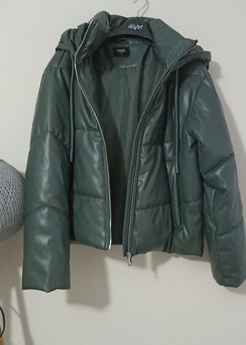 Koyu Yeşil Deri mont - Görsel 4