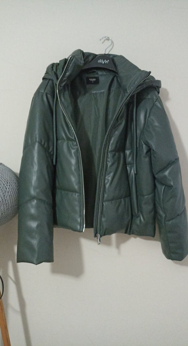 Koyu Yeşil Deri mont - Görsel 4