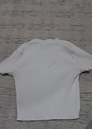 Kadın Beyaz Kısa Kollu Keten Tişört - Görsel 3