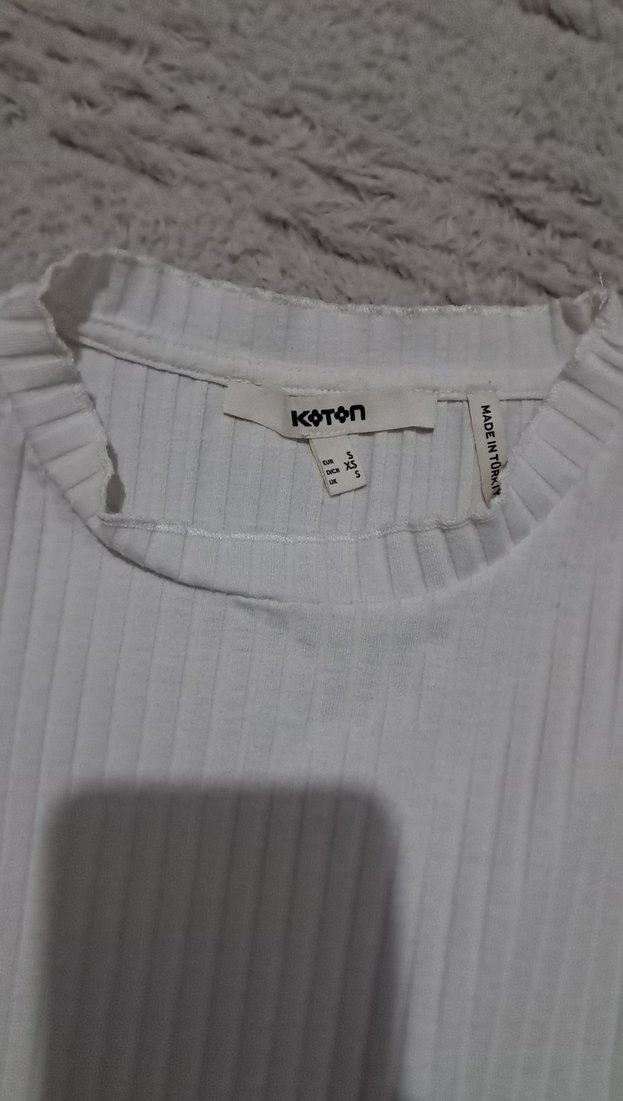 Kadın Beyaz Kısa Kollu Keten Tişört - Görsel 2