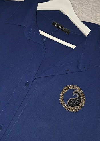 Kadın Lacivert Uzun Kollu Düğmeli Tunik - Görsel 2