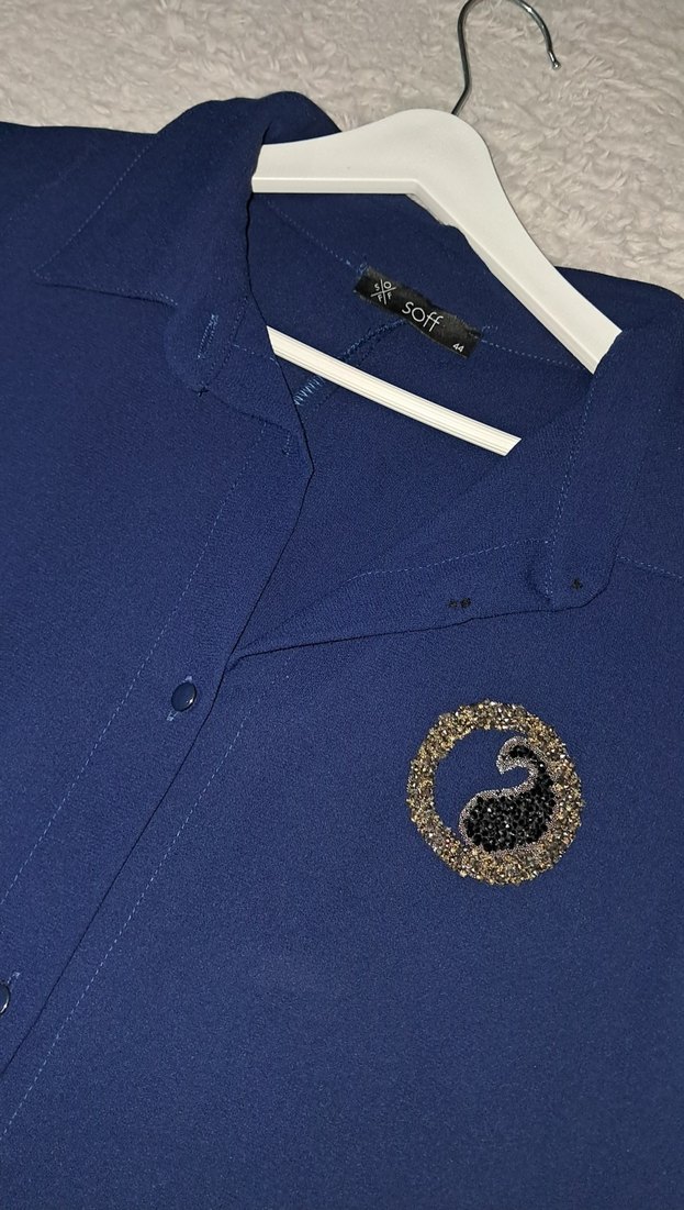 Kadın Lacivert Uzun Kollu Düğmeli Tunik - Görsel 2